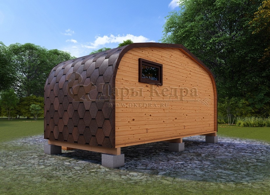 Баня «Викинг» из кедра 5х2,2 м с боковым входом